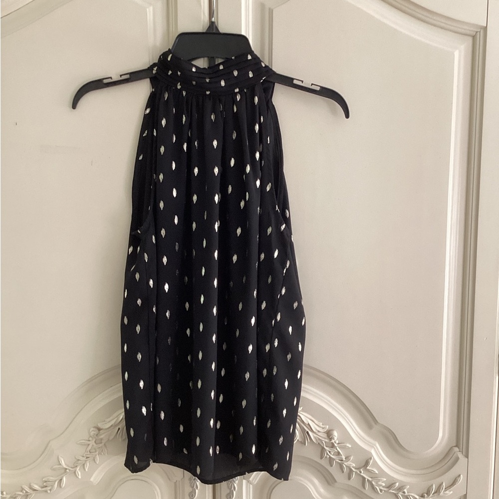 Black and shiny silver blouse